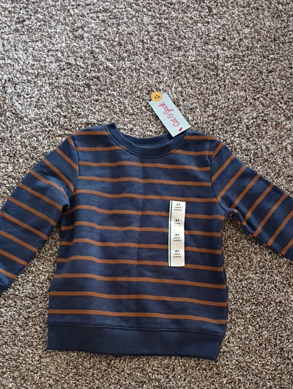 Cat & Jack Navy and Brown Striped Sweatshirt